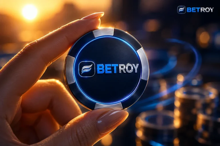 Betroy güncel giriş - gün batımında elinde casino fişi tutan kişi ve para yığınları