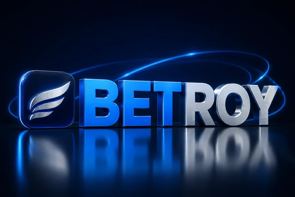 Betroy güncel giriş - krom ve mavi tonlarda üç boyutlu logo yazısı