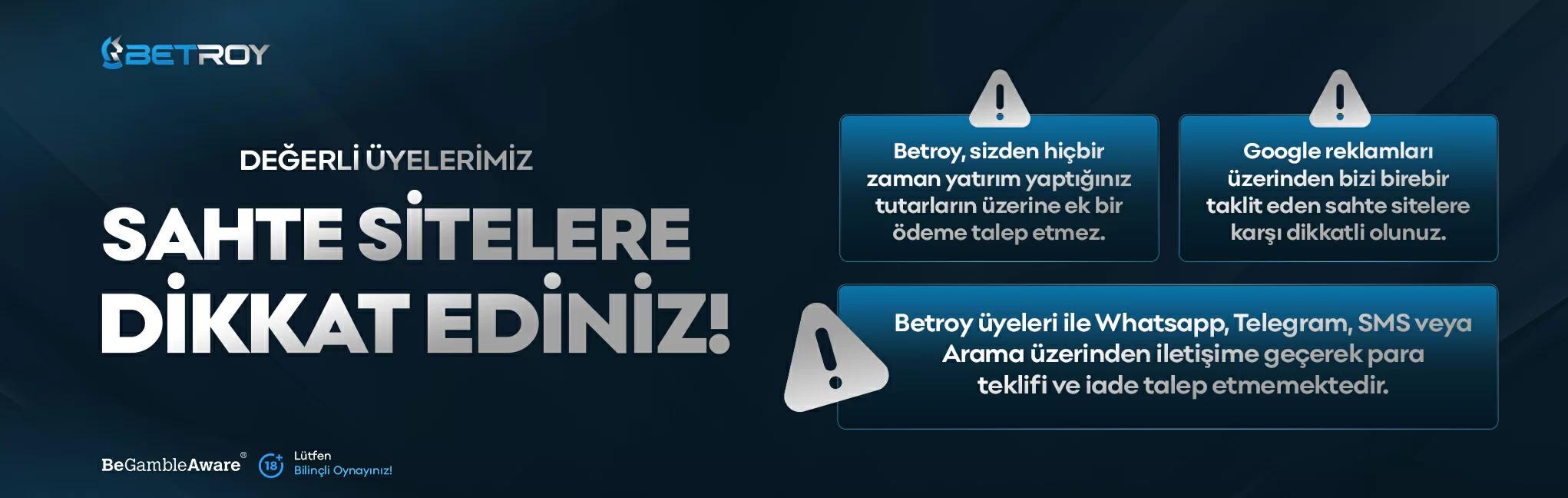 Betroy sahte sitelere karşı güvenlik uyarısı Betroy sahte sitelere karşı güvenlik uyarısı